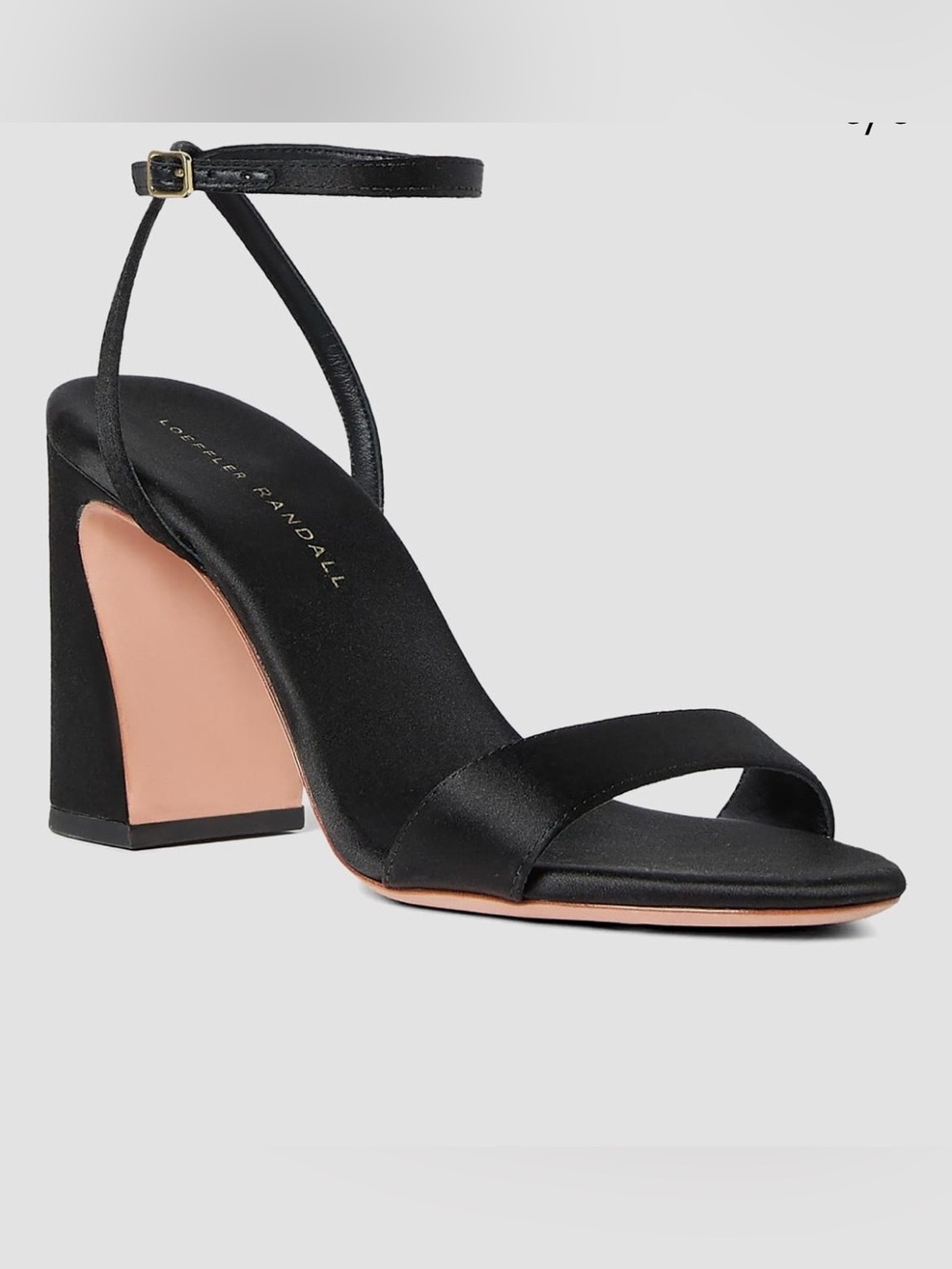 ❤️ Loeffler Randall Malia 90mm Curved Heel Black Satin Sandal - Picture 3 of 12